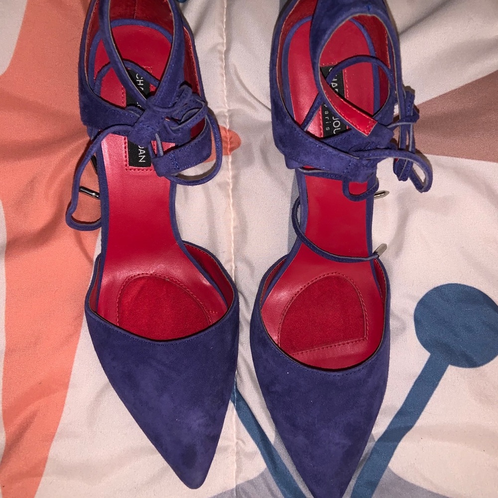 Blue Lace Up Heels